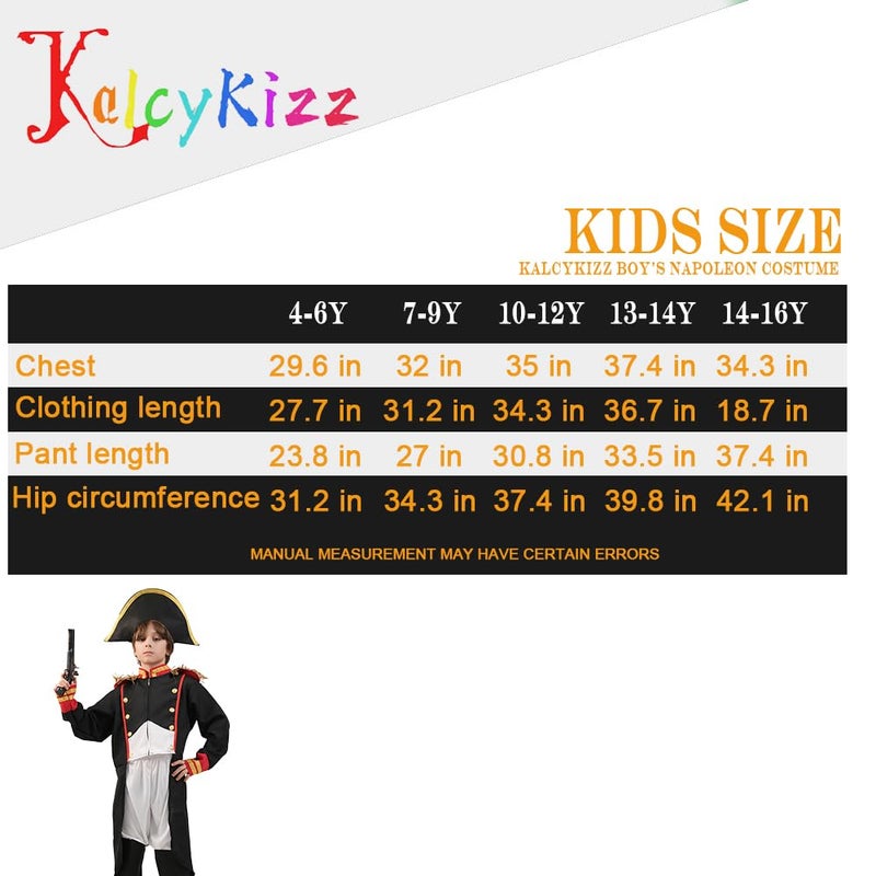 KalcyKizz Boy's Napoleon Costume Navy Red yellow (7-9Y) - Image 5